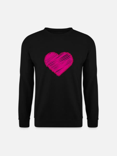 Pink hand drawn heart - Unisex Sweatshirt - black