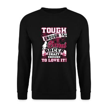 Barrel Racing Tough genug, um ein Barrel Racer zu sein - Unisex Pullover - Schwarz - Vorne - Alina (178cm) & Michal (187cm)