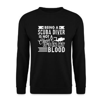 Tauchen liegt mir im Blut - Unisex Pullover - Schwarz - Vorne - Alina (178cm) & Michal (187cm)