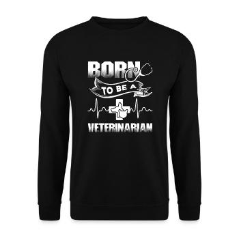 Tierarzt geboren, um ein Tierarzt zu sein - Unisex Pullover - Schwarz - Vorne - Alina (178cm) & Michal (187cm)