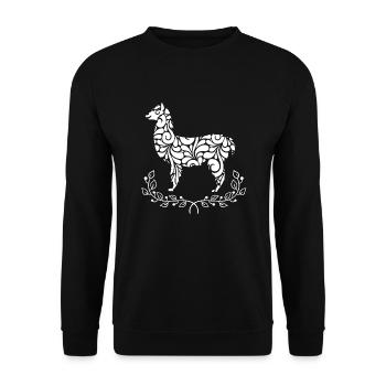 Alpaka Alpaka Blumenmuster - Unisex Pullover - Schwarz - Vorne - Alina (178cm) & Michal (187cm)