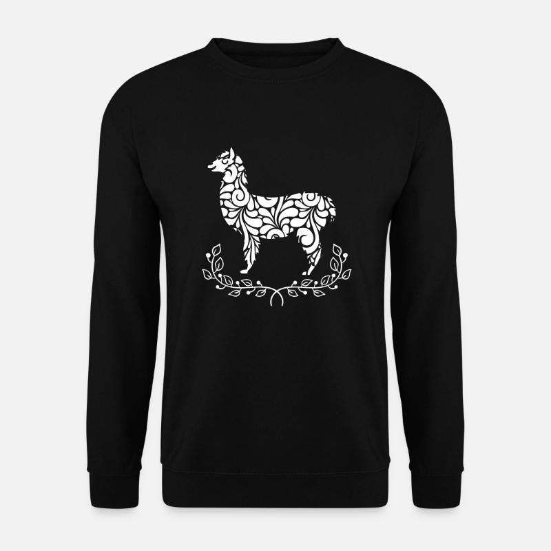 Alpaka Alpaka Blumenmuster - Unisex Pullover - Schwarz