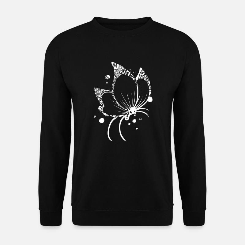 Schmetterling Schmetterling Blumenmuster - Unisex Pullover - Schwarz