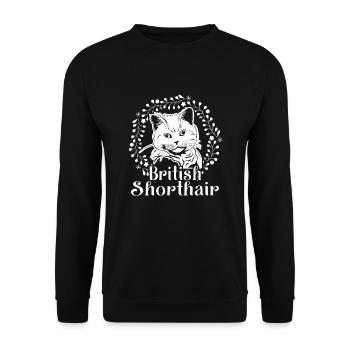 Modèle de flore de chat British Shorthair - Sweat-shirt Unisexe - noir - Devant - Alina (178cm) & Michal (187cm)