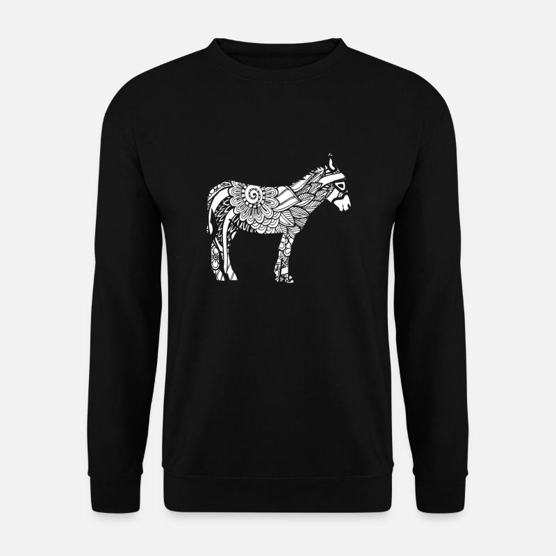 Esel Esel Blumenmuster - Unisex Pullover - Schwarz