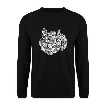 Hamster Hamster Blumenmuster - Unisex Pullover - Schwarz - Vorne - Alina (178cm) & Michal (187cm)