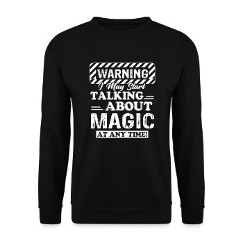 Magier Magier Warnung - Unisex Pullover - Schwarz - Vorne - Alina (178cm) & Michal (187cm)