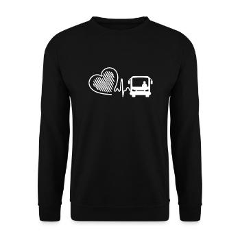 Busfahrer Busfahrer Herzschlag - Unisex Pullover - Schwarz - Vorne - Alina (178cm) & Michal (187cm)