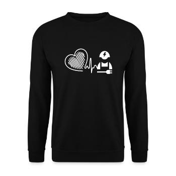 Electrician Electrician Heartbeat - Unisex Sweatshirt - black - Front - Alina (178cm) & Michal (187cm)
