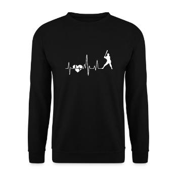 Baseball Baseball Herzschlag - Unisex Pullover - Schwarz - Vorne - Alina (178cm) & Michal (187cm)