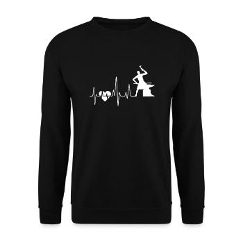 Blacksmithing Blacksmithing Heartbeat - Unisex Sweatshirt - black - Front - Alina (178cm) & Michal (187cm)