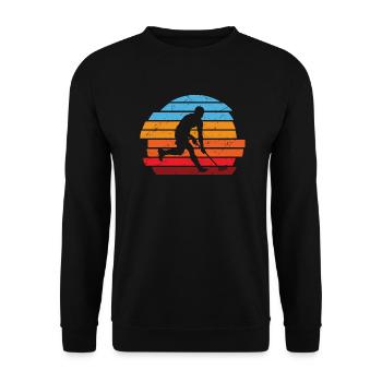 Unihockey Spieler Innebandy Floorball - Unisex Pullover - Schwarz - Vorne - Alina (178cm) & Michal (187cm)