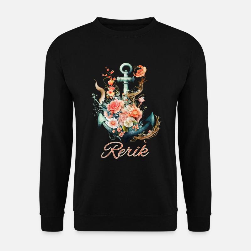 Ancre Rerik avec fleurs - Sweat-shirt Unisexe - noir