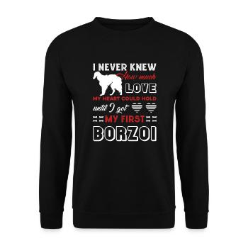 I Love My First Borzoi - Unisex Sweatshirt - black - Front - Alina (178cm) & Michal (187cm)