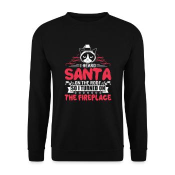 Cat Christmas I Heard Santa On The Roof - Unisex Sweatshirt - black - Front - Alina (178cm) & Michal (187cm)
