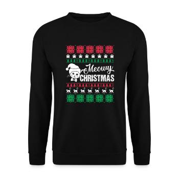 Cat Christmas Cat Lover Merry Christmas - Unisex Sweatshirt - black - Front - Alina (178cm) & Michal (187cm)