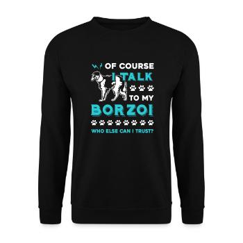 Borzoi I Talk To My Borzoi - Unisex Sweatshirt - black - Front - Alina (178cm) & Michal (187cm)