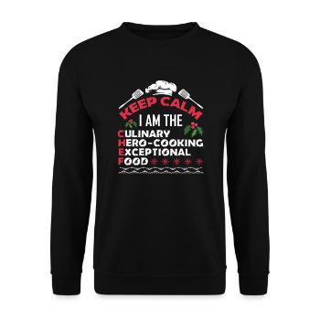 Christmas Keep Calm I'm The Chef - Unisex Sweatshirt - black - Front - Alina (178cm) & Michal (187cm)