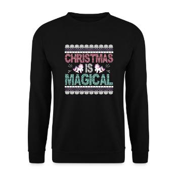 Funny Christmas Is Magical - Unisex Sweatshirt - black - Front - Alina (178cm) & Michal (187cm)