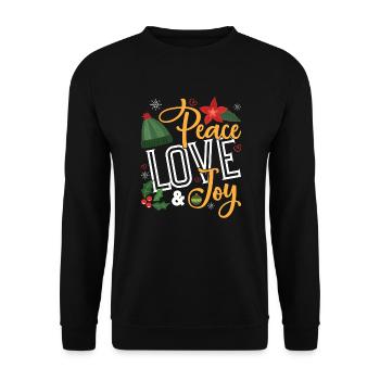 Christmas Peace Love Joy - Unisex Sweatshirt - black - Front - Alina (178cm) & Michal (187cm)