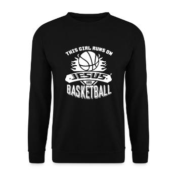 This Girl Run On Jesus And Basketball - Unisex Sweatshirt - black - Front - Alina (178cm) & Michal (187cm)