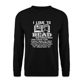 I Love To Read Books - Unisex Sweatshirt - black - Front - Alina (178cm) & Michal (187cm)