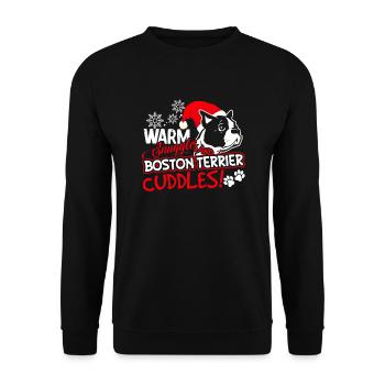 Warm Struggles Boston Terrier Cuddles Christmas - Unisex Sweatshirt - black - Front - Alina (178cm) & Michal (187cm)