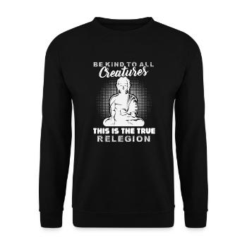 Buddha Be kind To All Creatures - Unisex Sweatshirt - black - Front - Alina (178cm) & Michal (187cm)