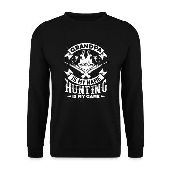 Hunting Grandpa Is My Name Hunting Is My Game - Unisex Sweatshirt - black - Front - Alina (178cm) & Michal (187cm)