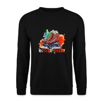 Funny Watercolor Roller Derby - Unisex Sweatshirt - black - Front - Alina (178cm) & Michal (187cm)