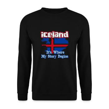 Iceland The Place Where My Story Begins - Unisex Sweatshirt - black - Front - Alina (178cm) & Michal (187cm)