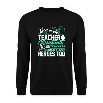 God Made Teacher Assistant - Unisex Sweatshirt - black - Front - Alina (178cm) & Michal (187cm)