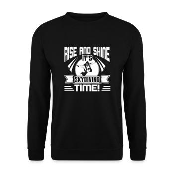 Rise And Shine It's Skydiving Time - Unisex Sweatshirt - black - Front - Alina (178cm) & Michal (187cm)
