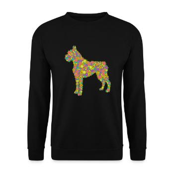 Boxer Dog Flower - Unisex Sweatshirt - black - Front - Alina (178cm) & Michal (187cm)