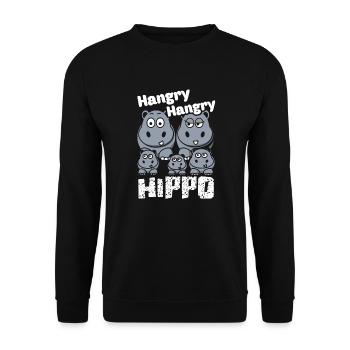 Funny Hangry Hippo - Unisex Sweatshirt - black - Front - Alina (178cm) & Michal (187cm)