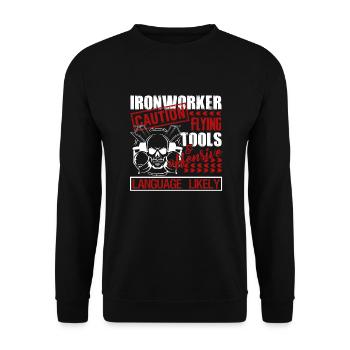 Ironworker Caution Flying Tools - Unisex Sweatshirt - black - Front - Alina (178cm) & Michal (187cm)