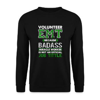 Volunteer EMT Job Title - Unisex Sweatshirt - black - Front - Alina (178cm) & Michal (187cm)