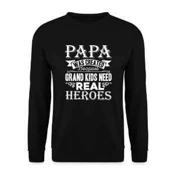 Papa Because Grandkids Need Heroes - Unisex Sweatshirt - black - Front - Alina (178cm) & Michal (187cm)