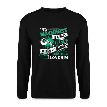 Machinist I Love My Machinist - Unisex Sweatshirt - black - Front - Alina (178cm) & Michal (187cm)