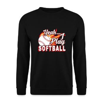 Yeah I Play Softball - Unisex Sweatshirt - black - Front - Alina (178cm) & Michal (187cm)