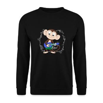 Sock Monkey Plays Ukulele Hula - Unisex Sweatshirt - black - Front - Alina (178cm) & Michal (187cm)