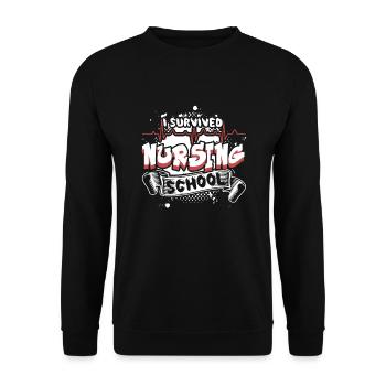 I Survived Nursing School - Unisex Sweatshirt - black - Front - Alina (178cm) & Michal (187cm)