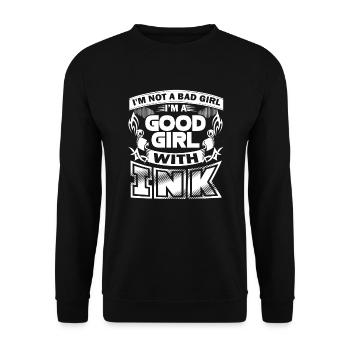 Tattoo Artist Good Girl With Ink - Unisex Sweatshirt - black - Front - Alina (178cm) & Michal (187cm)