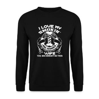 Dog Groomer I Love My Smokin Hot Dog Groomer Wife - Unisex Sweatshirt - black - Front - Alina (178cm) & Michal (187cm)