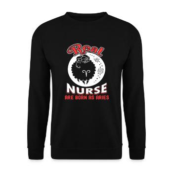 Aries Real Nurse Are Born As Aries - Unisex Sweatshirt - black - Front - Alina (178cm) & Michal (187cm)