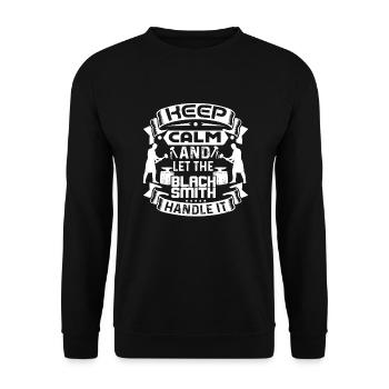 Blacksmith Let The Blacksmith Handle It - Unisex Sweatshirt - black - Front - Alina (178cm) & Michal (187cm)