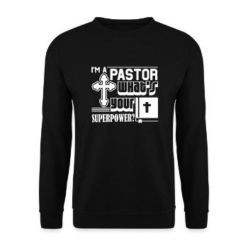 Pastor Superpower - Unisex Sweatshirt - black - Front - Alina (178cm) & Michal (187cm)