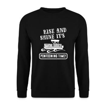 Rise And Shine It's Pontooning Time - Unisex Sweatshirt - black - Front - Alina (178cm) & Michal (187cm)