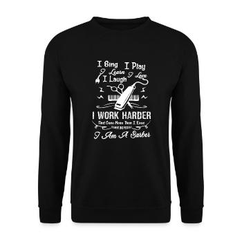 Barber Works Harder - Unisex Sweatshirt - black - Front - Alina (178cm) & Michal (187cm)