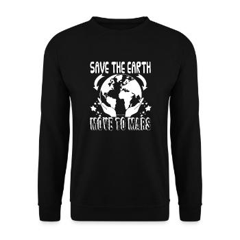 Earth Day Save The Earth Move To Mars - Unisex Sweatshirt - black - Front - Alina (178cm) & Michal (187cm)